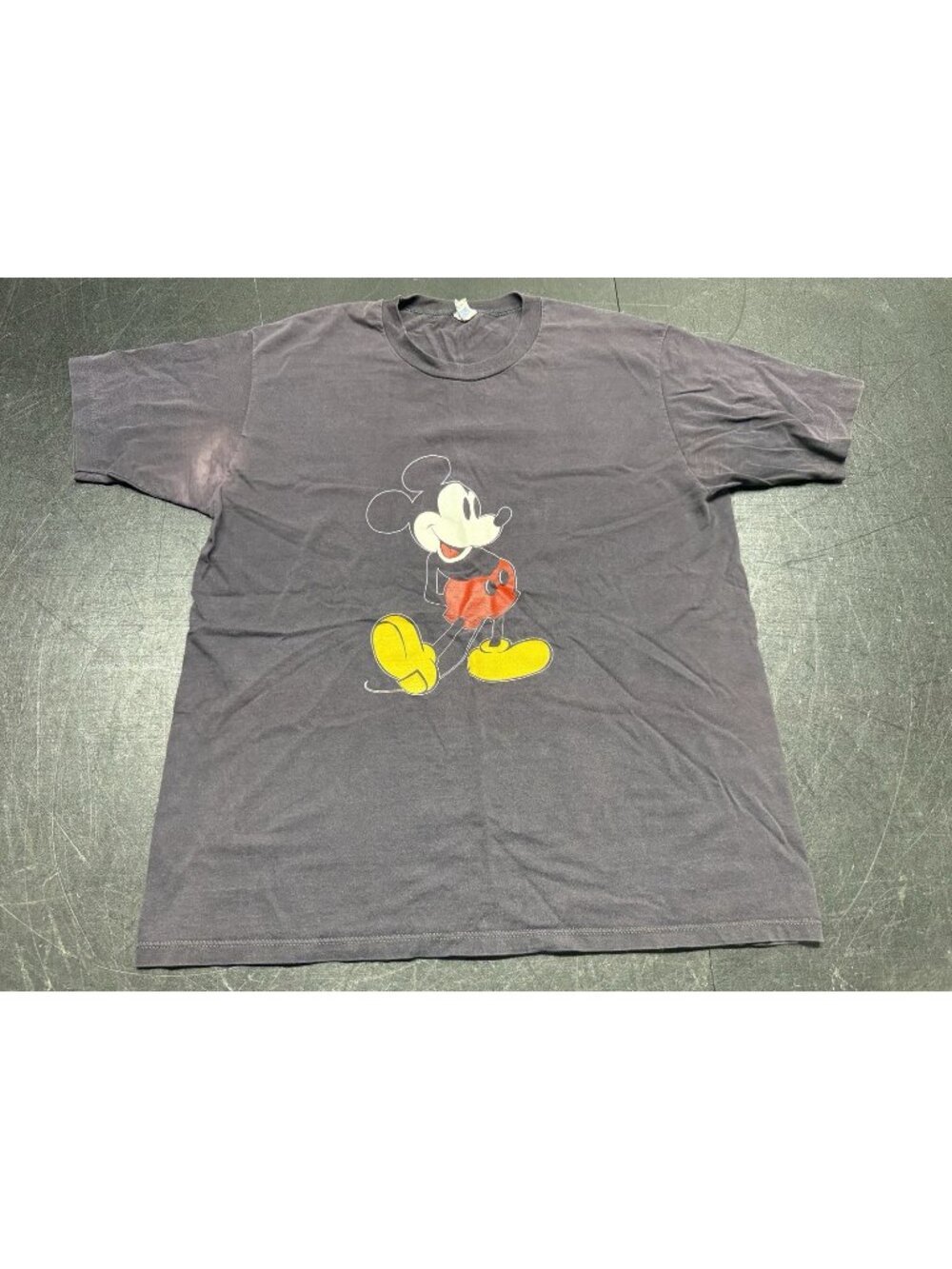 Vintage 80s Mickey Mouse Graphic T-Shirt Black Single Stitch Distressed Faded XL